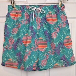 Boardies Mesh Lined Swim Trunks Size Small Green Pink Palm